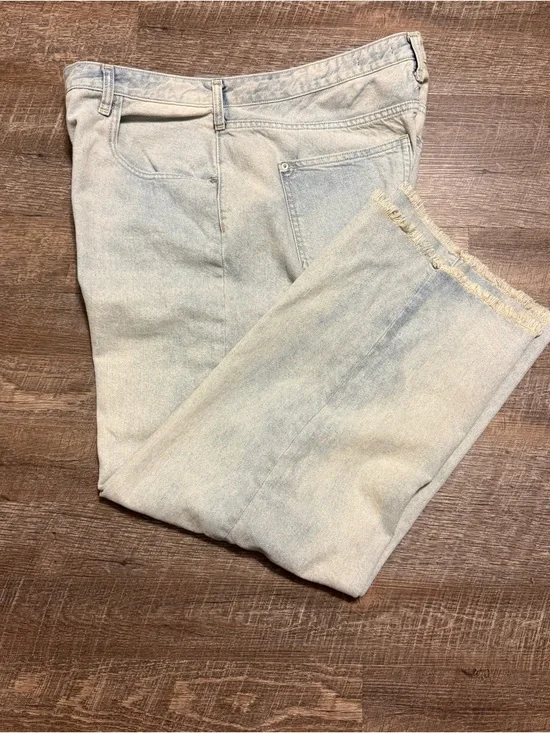 Anthro Pilcro Light Wash Wide-Leg Jeans with Frayed Hem Sz 16W - Picture 2 of 7